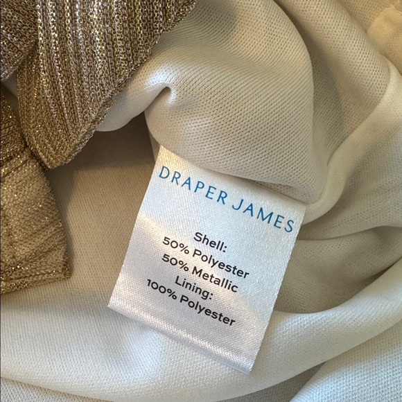 Draper James Gold Button Down Blouse with Bow Detail and Ruffle Cap Sleeves - Picture 7 of 7